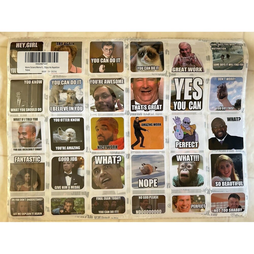 150 meme stickers decals - no repeats humor new
